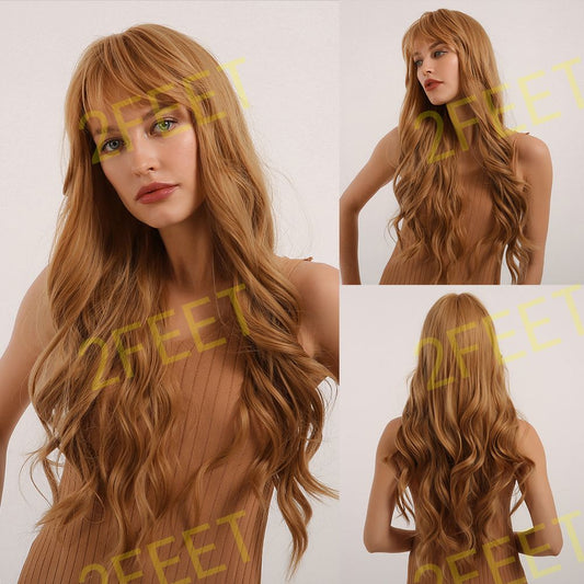 NO-24 Long Curly Blonde Wigs with Bangs Synthetic Wigs Women's Wigs for Daily or Cosplay Use LC281-1