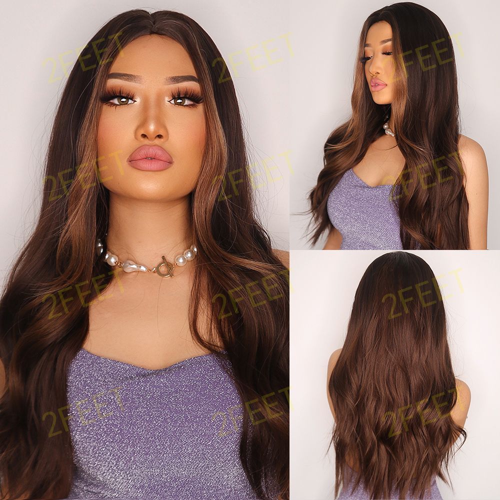 NO-20 Long curly wigs brown and blonde highlight wigs women's wigs for daily or cosplay use LC6155