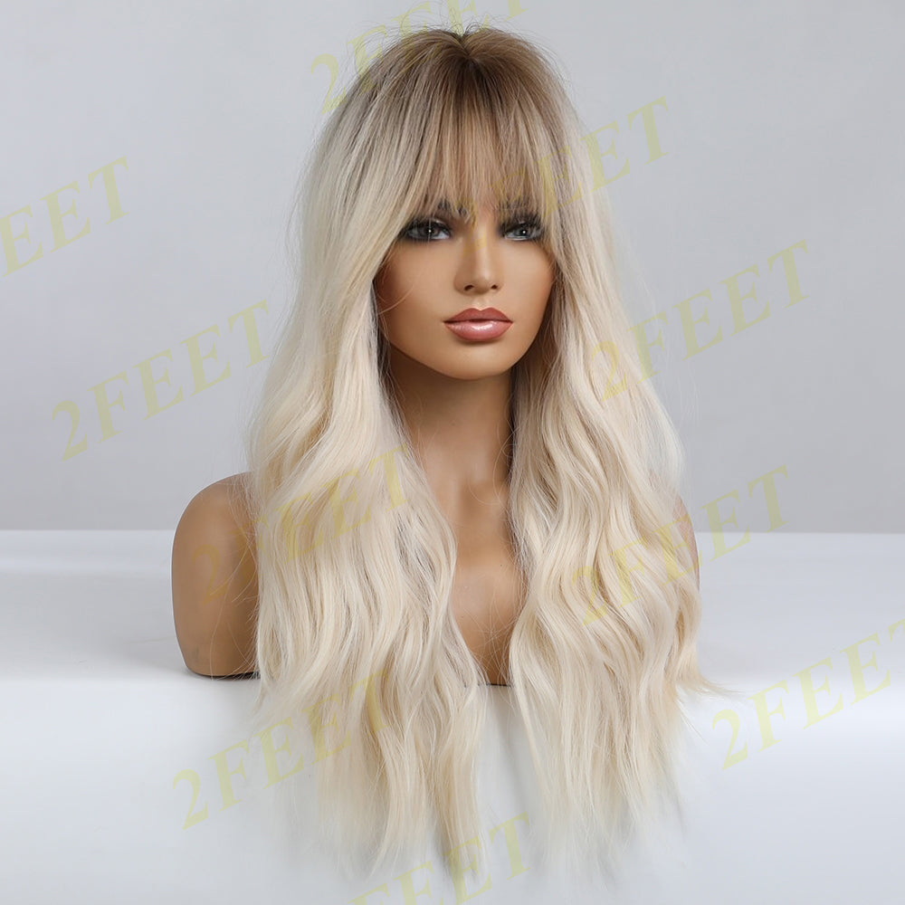 NO-37 2Feet-Gradient golden brown long curly hair-(Size: 26 inches)