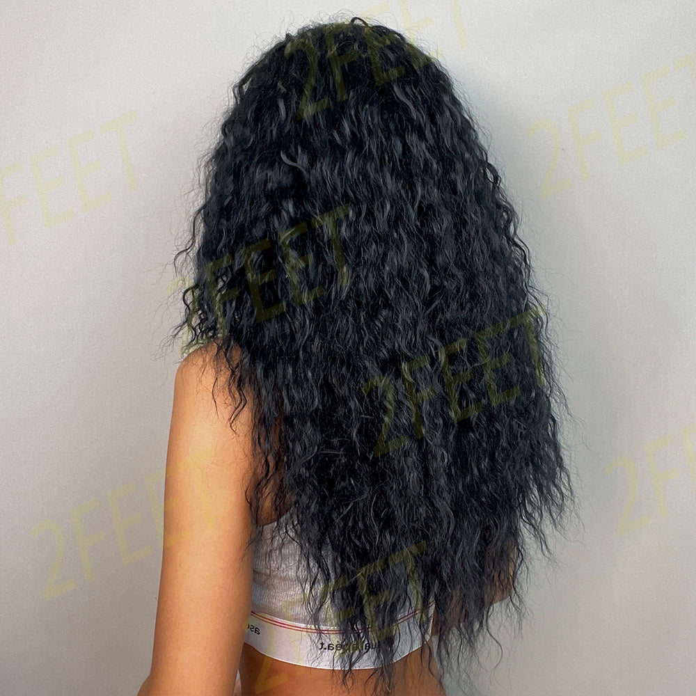 2 Feet-Long curly black hair